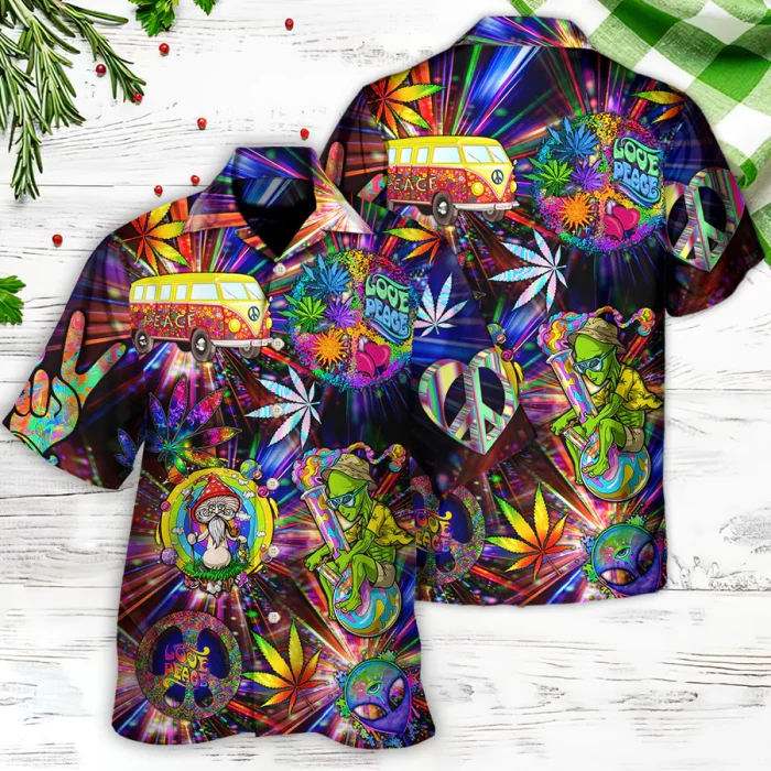 Hawaiian Hippie Shirt, Trippy Hawaiian Shirts V777