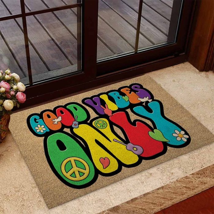 Good Vibes Only Hippie Coir Pattern Print Doormat