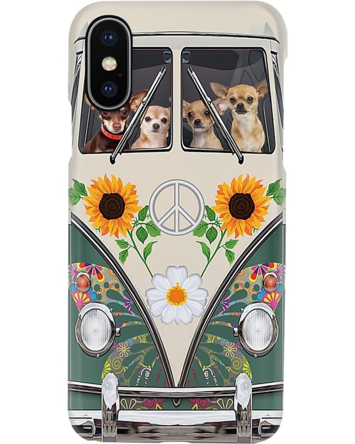 Hippie phone Case, Chihuahua Hippie Bus phone case