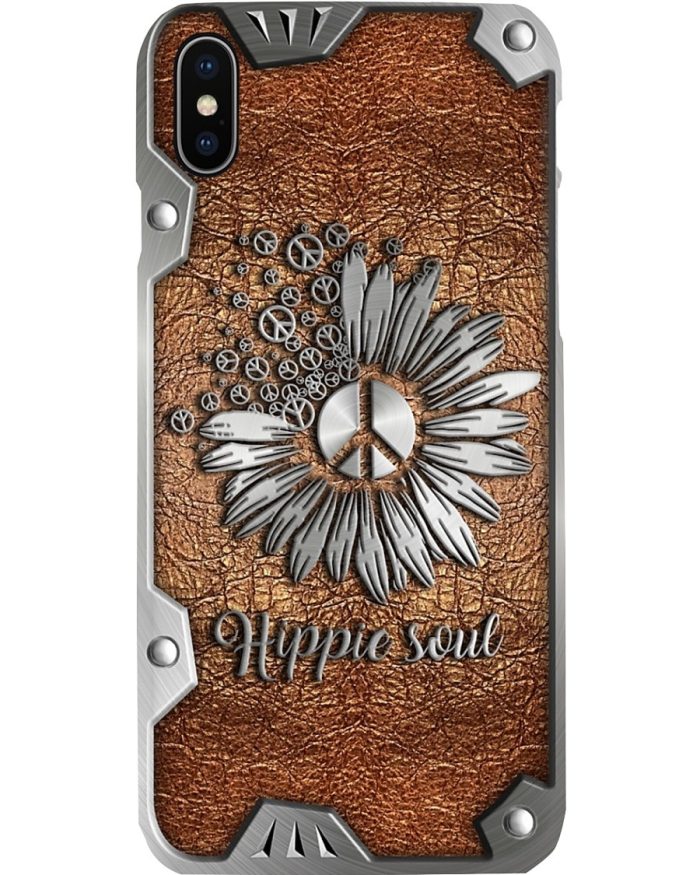 Hippie phone Case, Peace Hippie Soul as Leather 3D