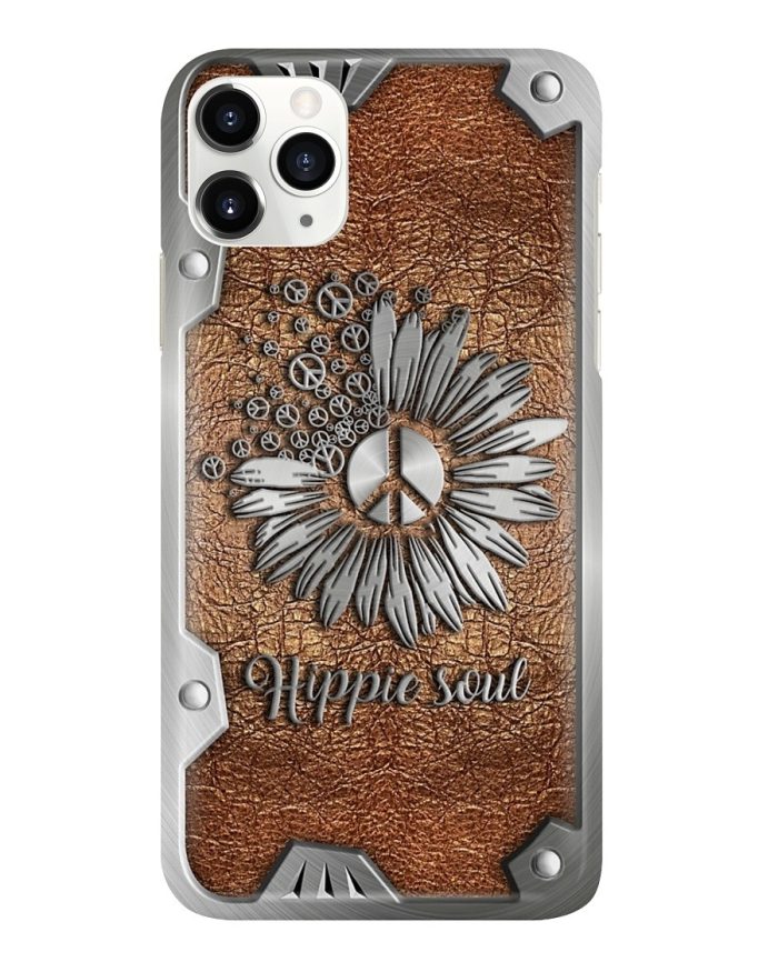 Hippie phone Case, Peace Hippie Soul as Leather 3D