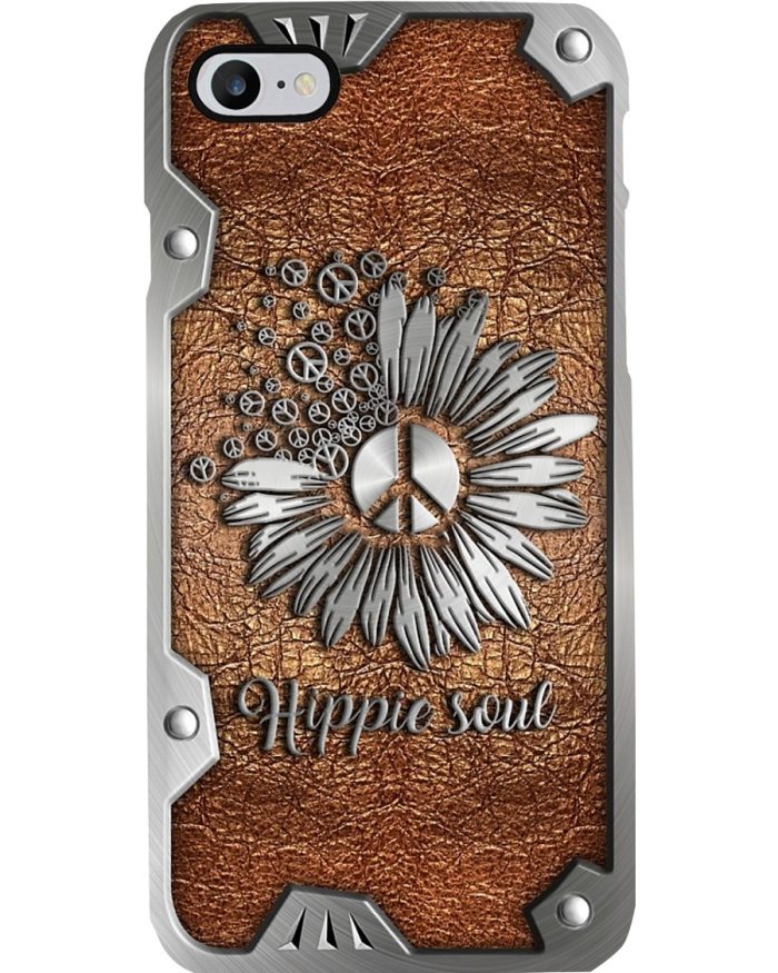 Hippie phone Case, Peace Hippie Soul as Leather 3D