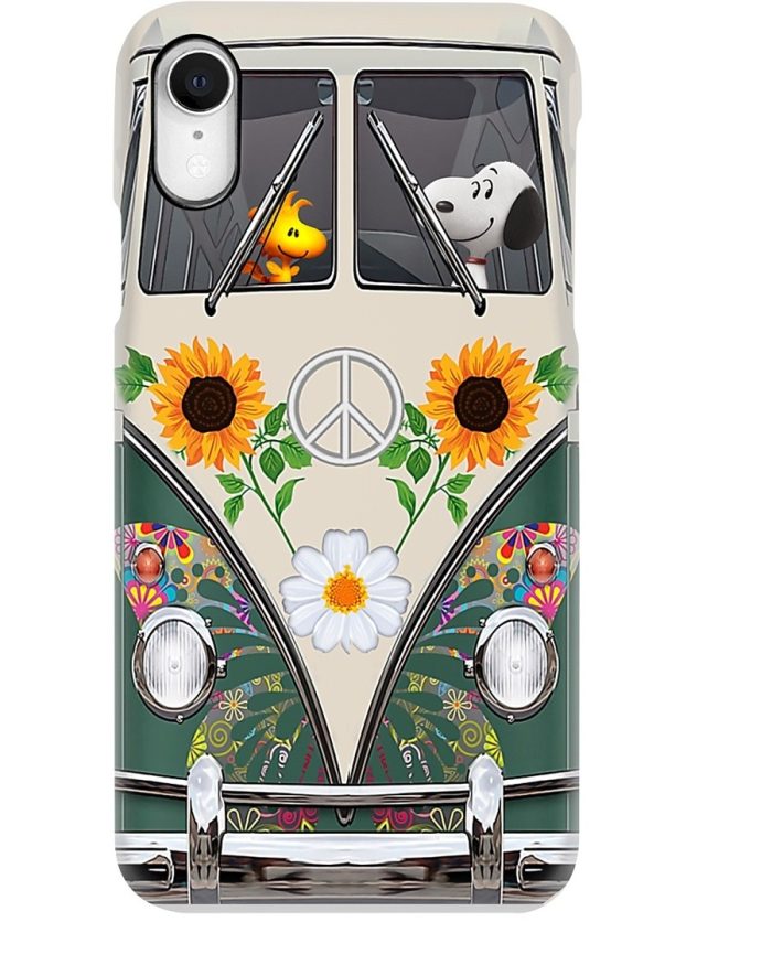 Hippie phone Case, Snoopy and Woodstock Hippie bus