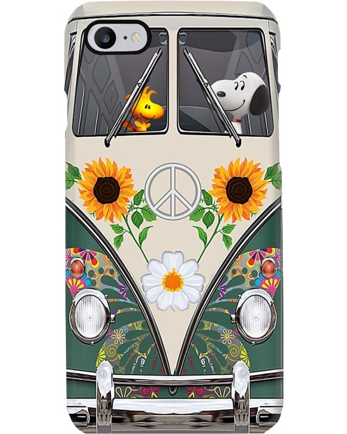 Hippie phone Case, Snoopy and Woodstock Hippie bus