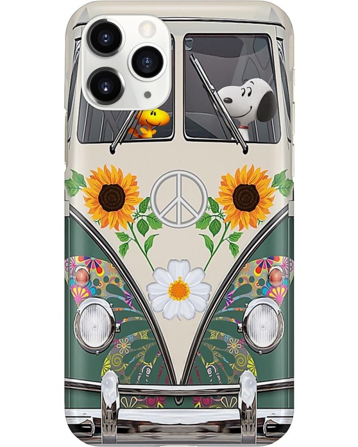 Hippie phone Case, Snoopy and Woodstock Hippie bus