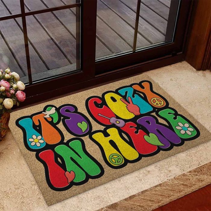 It’s Cozy In Here Hippie Coir Pattern Print Doormat